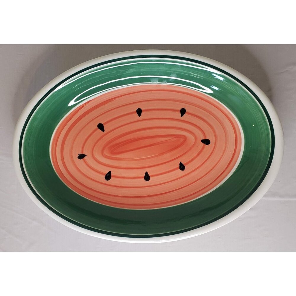 Roma Inc Watermelon Serving Platter Oval Italy Hand Painted